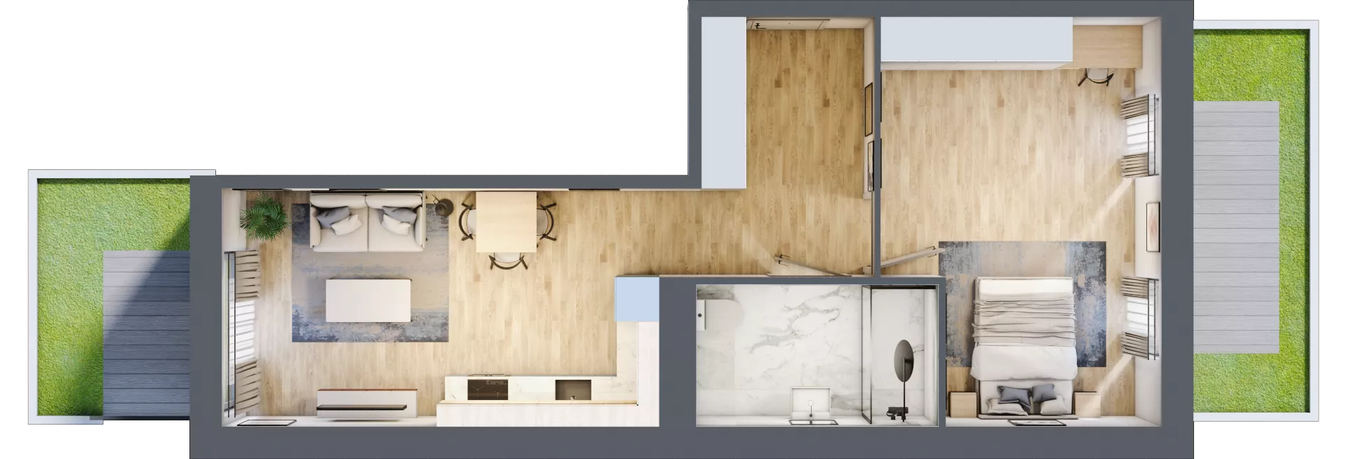 2 pokoje, mieszkanie 53,59 m², parter, oferta nr F/1, Apartamenty Park Matecznego bud. F i G, Kraków, Podgórze, Mateczny, ul. Rydlówka / Nowoorawska