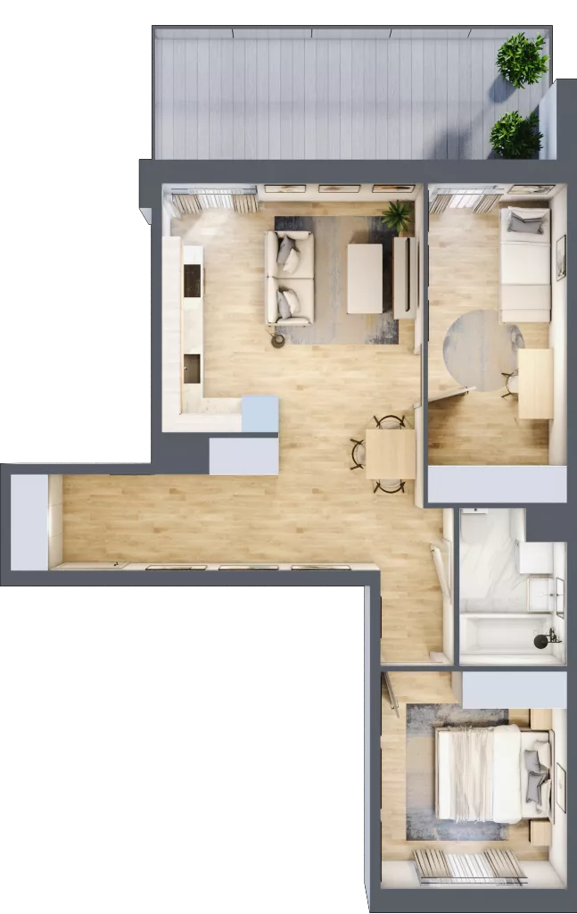 3 pokoje, apartament 59,51 m², piętro 2, oferta nr F/55, Apartamenty Park Matecznego bud. F i G, Kraków, Podgórze, Mateczny, ul. Rydlówka / Nowoorawska