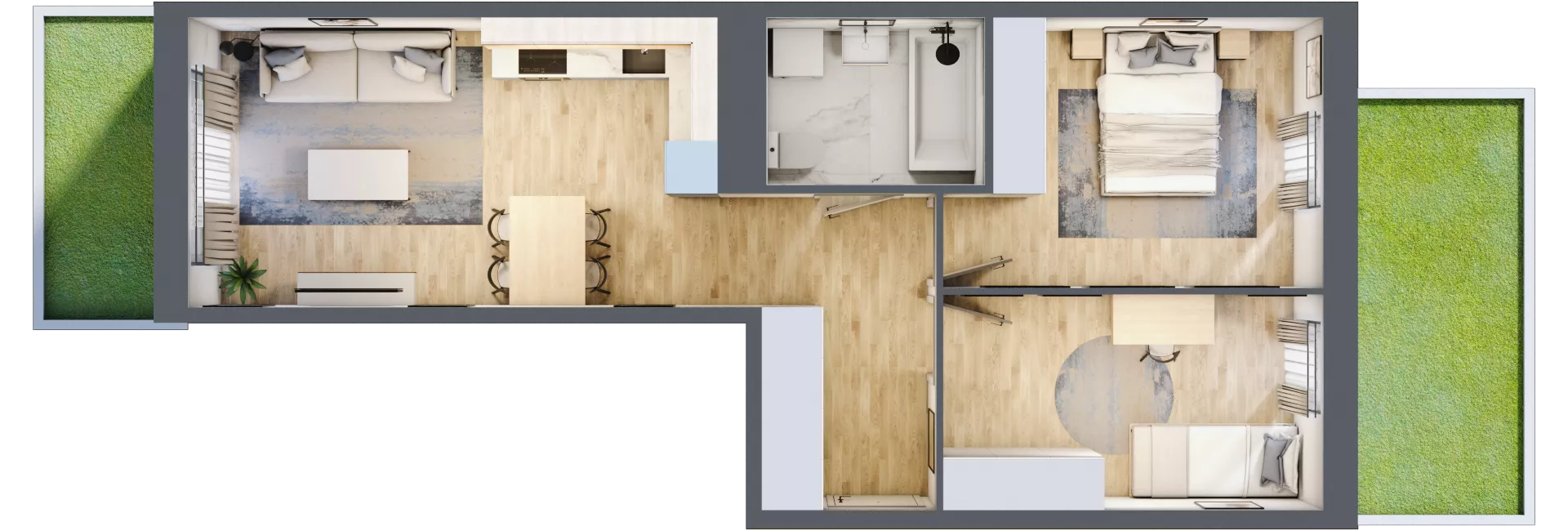 3 pokoje, mieszkanie 53,27 m², parter, oferta nr F/60, Apartamenty Park Matecznego bud. F i G, Kraków, Podgórze, Mateczny, ul. Rydlówka / Nowoorawska