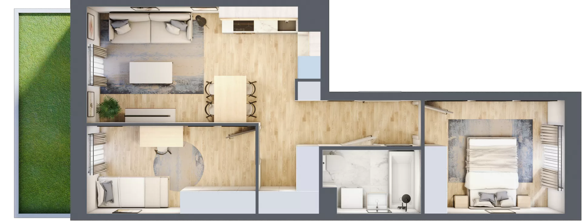 3 pokoje, mieszkanie 51,93 m², parter, oferta nr F/47, Apartamenty Park Matecznego bud. F i G, Kraków, Podgórze, Mateczny, ul. Rydlówka / Nowoorawska