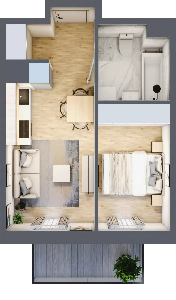 2 pokoje, mieszkanie 30,38 m², piętro 1, oferta nr F/34, Apartamenty Park Matecznego bud. F i G, Kraków, Podgórze, Mateczny, ul. Rydlówka / Nowoorawska