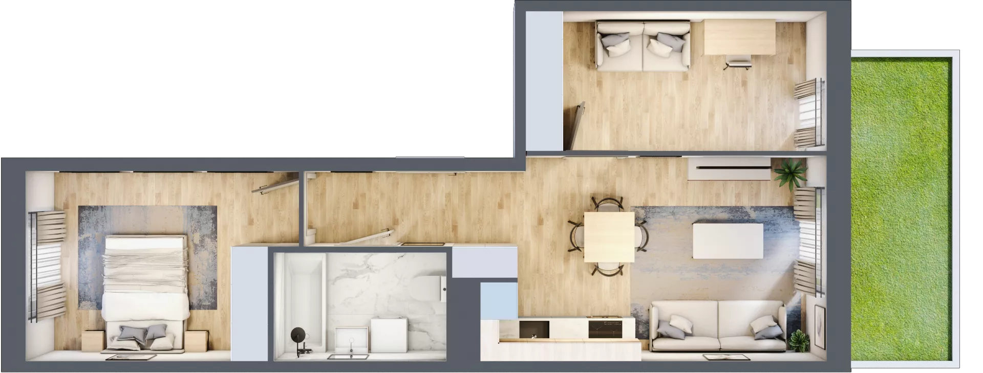 3 pokoje, mieszkanie 48,58 m², parter, oferta nr G/15, Apartamenty Park Matecznego bud. F i G, Kraków, Podgórze, Mateczny, ul. Rydlówka / Nowoorawska