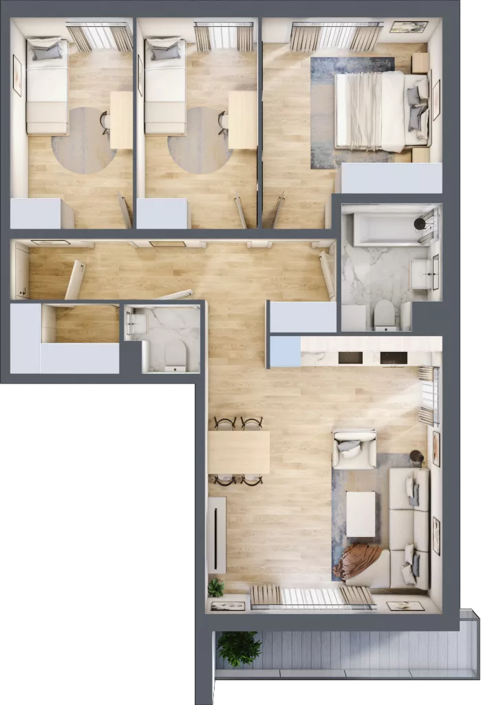 4 pokoje, mieszkanie 76,90 m², piętro 1, oferta nr M/4, Wille Biskupin etap 1.3, Wrocław, Biskupin-Sępolno-Dąbie-Bartoszowice, Śródmieście, ul. Braci Gierymskich