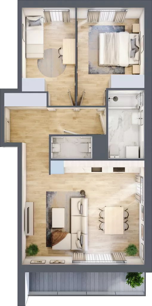 3 pokoje, mieszkanie 63,97 m², piętro 2, oferta nr N/7, Wille Biskupin etap 1.3, Wrocław, Biskupin-Sępolno-Dąbie-Bartoszowice, Śródmieście, ul. Braci Gierymskich