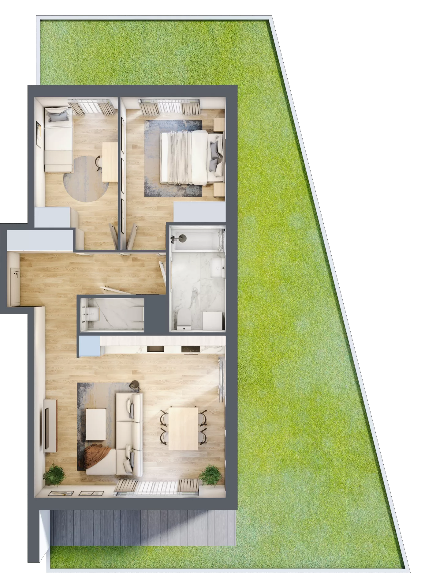3 pokoje, mieszkanie 63,97 m², parter, oferta nr N/1, Wille Biskupin etap 1.3, Wrocław, Biskupin-Sępolno-Dąbie-Bartoszowice, Śródmieście, ul. Braci Gierymskich