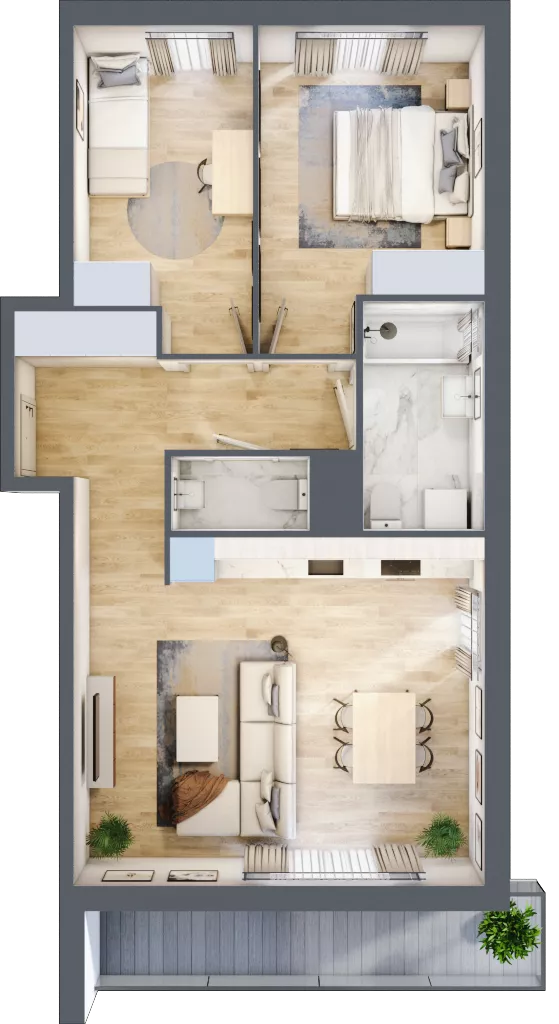 3 pokoje, mieszkanie 63,97 m², piętro 1, oferta nr N/4, Wille Biskupin etap 1.3, Wrocław, Biskupin-Sępolno-Dąbie-Bartoszowice, Śródmieście, ul. Braci Gierymskich