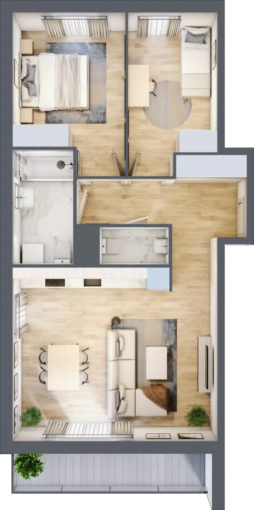 3 pokoje, mieszkanie 63,97 m², piętro 2, oferta nr O/9, Wille Biskupin etap 1.3, Wrocław, Biskupin-Sępolno-Dąbie-Bartoszowice, Śródmieście, ul. Braci Gierymskich
