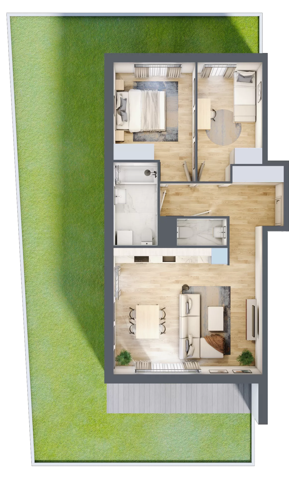 3 pokoje, mieszkanie 63,97 m², parter, oferta nr O/3, Wille Biskupin etap 1.3, Wrocław, Biskupin-Sępolno-Dąbie-Bartoszowice, Śródmieście, ul. Braci Gierymskich