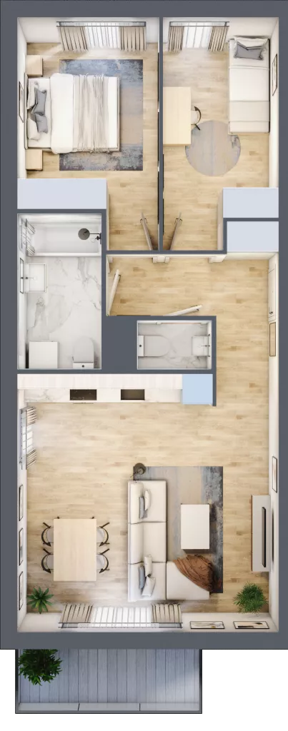 3 pokoje, mieszkanie 60,89 m², piętro 2, oferta nr P/9, Wille Biskupin etap 1.3, Wrocław, Biskupin-Sępolno-Dąbie-Bartoszowice, Śródmieście, ul. Braci Gierymskich