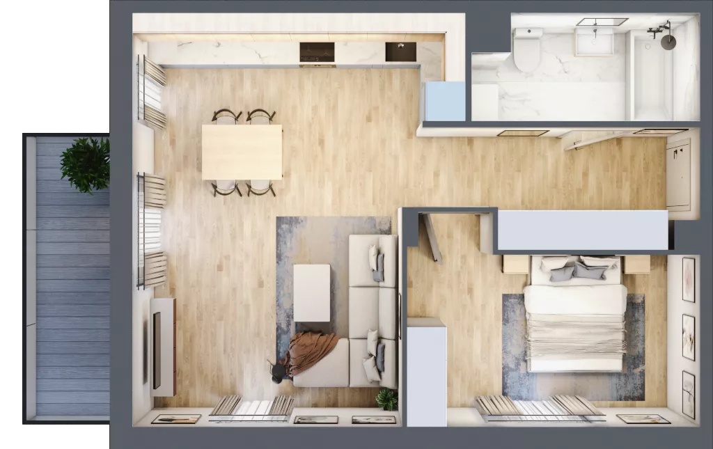 2 pokoje, mieszkanie 51,99 m², piętro 1, oferta nr R/5, Wille Biskupin etap 1.3, Wrocław, Biskupin-Sępolno-Dąbie-Bartoszowice, Śródmieście, ul. Braci Gierymskich