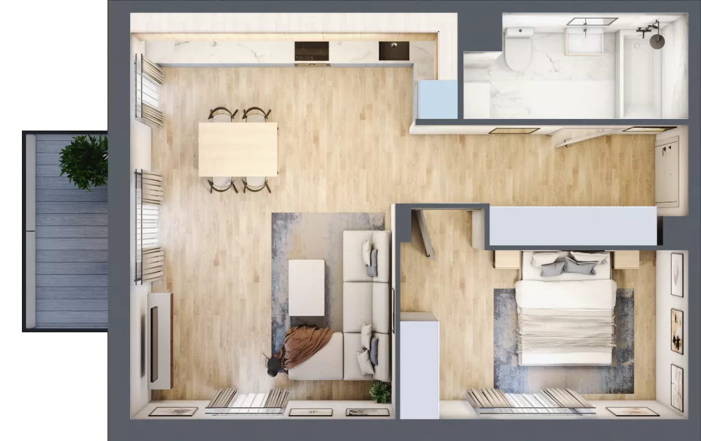 2 pokoje, mieszkanie 51,99 m², piętro 2, oferta nr R/8, Wille Biskupin etap 1.3, Wrocław, Biskupin-Sępolno-Dąbie-Bartoszowice, Śródmieście, ul. Braci Gierymskich