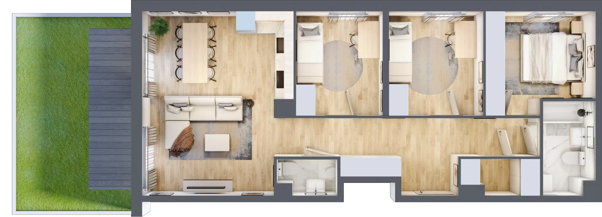 4 pokoje, mieszkanie 76,29 m², parter, oferta nr B/2, Osiedle Zielna 4.2, Wrocław, Psie Pole-Zawidawie, Psie Pole, ul. Zielna