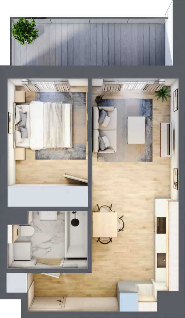 2 pokoje, mieszkanie 38,07 m², piętro 1, oferta nr A/6, Mokotów Sportowy 3, Warszawa, Mokotów, Augustówka, ul. Antoniewska