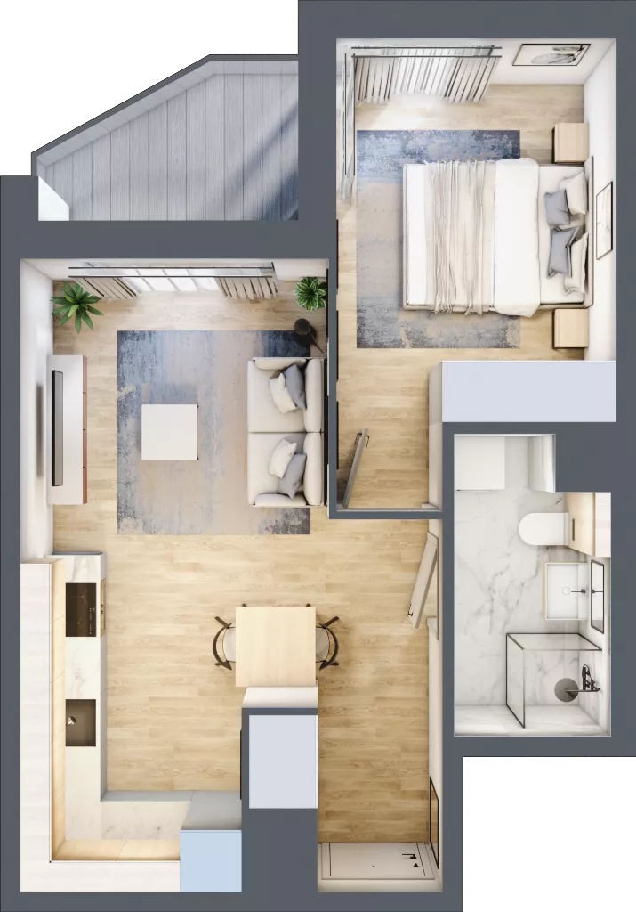 2 pokoje, mieszkanie 36,51 m², piętro 2, oferta nr A/55, Osiedle Urbino 5, Warszawa, Włochy, Raków, ul. Równoległa