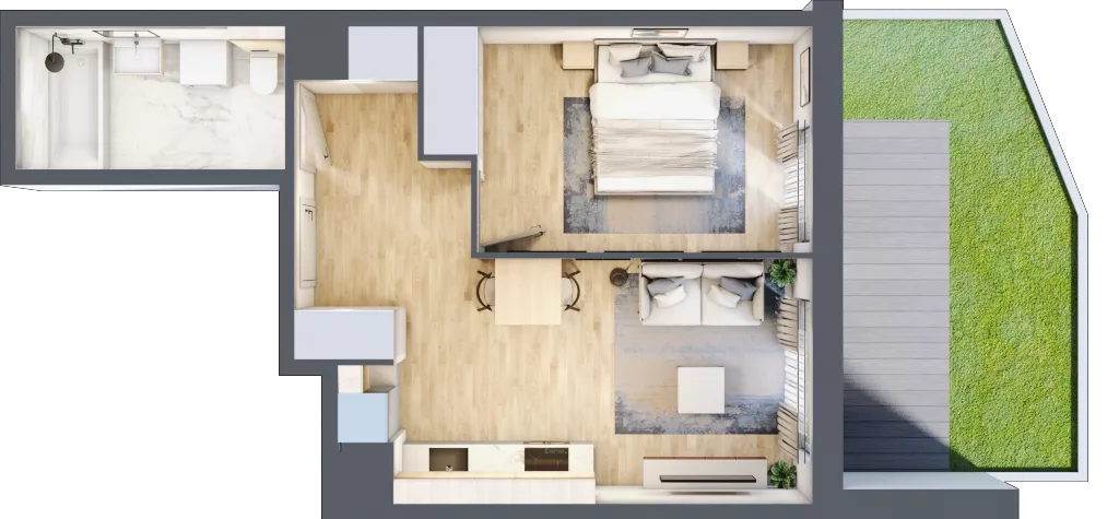 2 pokoje, mieszkanie 39,06 m², parter, oferta nr A/30, Osiedle Urbino 5, Warszawa, Włochy, Raków, ul. Równoległa