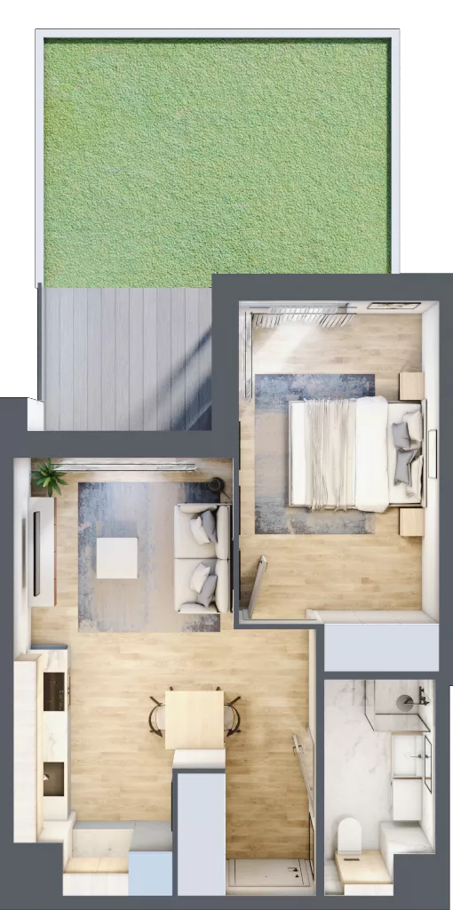 2 pokoje, mieszkanie 37,58 m², parter, oferta nr A/28, Osiedle Urbino 5, Warszawa, Włochy, Raków, ul. Równoległa