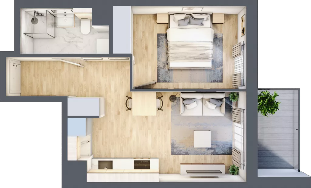 2 pokoje, mieszkanie 36,84 m², piętro 5, oferta nr A/80, Osiedle Urbino 5, Warszawa, Włochy, Raków, ul. Równoległa