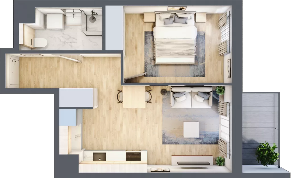 2 pokoje, mieszkanie 38,45 m², piętro 1, oferta nr A/6, Osiedle Urbino 5, Warszawa, Włochy, Raków, ul. Równoległa