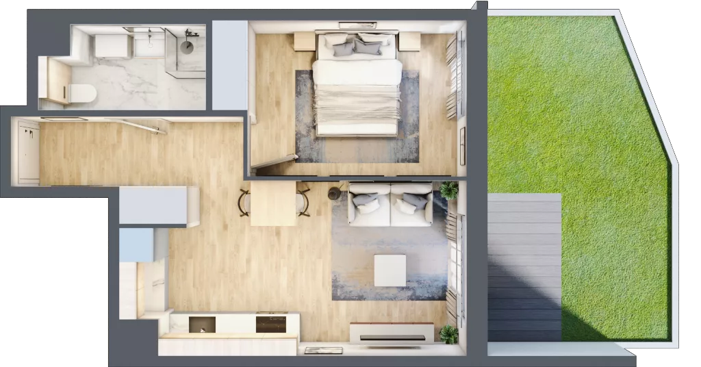 2 pokoje, mieszkanie 38,15 m², parter, oferta nr A/1, Osiedle Urbino 5, Warszawa, Włochy, Raków, ul. Równoległa