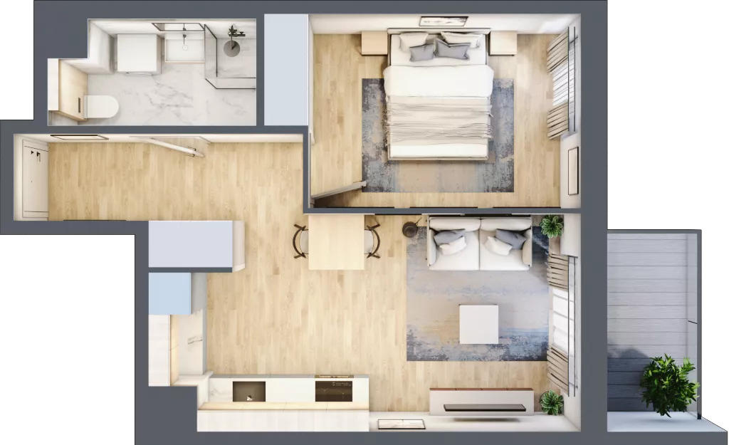 2 pokoje, mieszkanie 38,45 m², piętro 5, oferta nr A/26, Osiedle Urbino 5, Warszawa, Włochy, Raków, ul. Równoległa