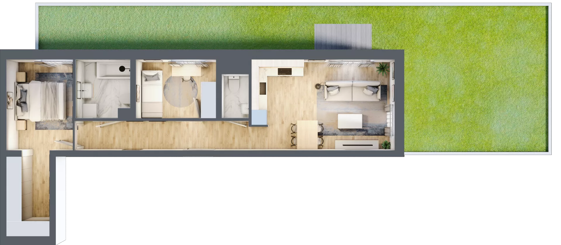 3 pokoje, mieszkanie 59,66 m², parter, oferta nr B2/1, Osiedle Arkadia, Wrocław, Polanowice-Poświętne-Ligota, Poświętne, ul. Ramiszowska 6