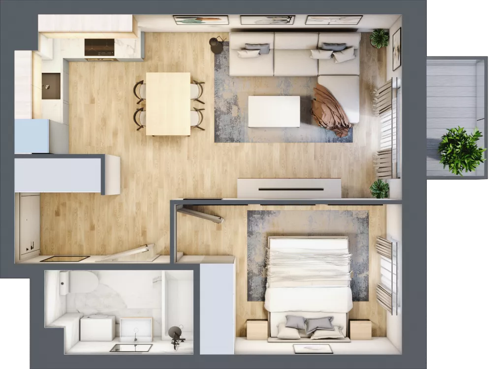 2 pokoje, mieszkanie 39,08 m², piętro 1, oferta nr B2/19, Osiedle Arkadia, Wrocław, Polanowice-Poświętne-Ligota, Poświętne, ul. Ramiszowska 6