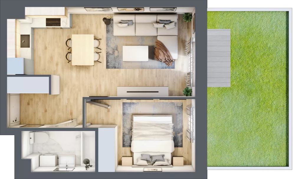 2 pokoje, mieszkanie 39,71 m², parter, oferta nr B2/4, Osiedle Arkadia, Wrocław, Polanowice-Poświętne-Ligota, Poświętne, ul. Ramiszowska 6