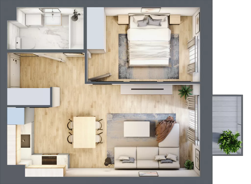 2 pokoje, mieszkanie 39,92 m², piętro 2, oferta nr B2/30, Osiedle Arkadia, Wrocław, Polanowice-Poświętne-Ligota, Poświętne, ul. Ramiszowska 6