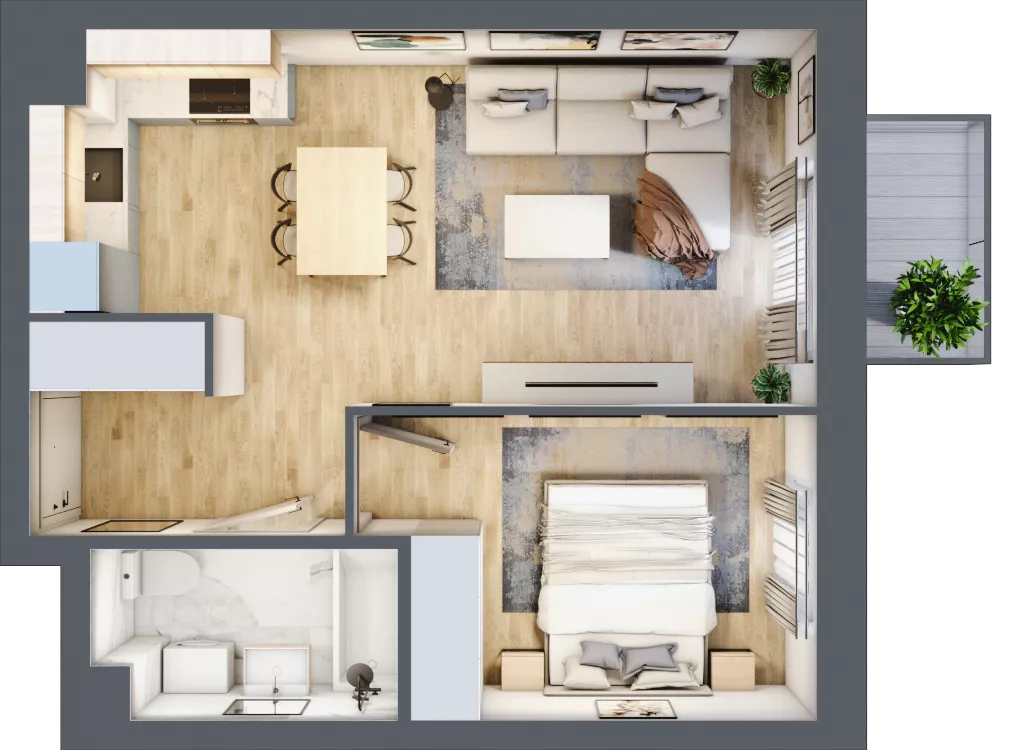 2 pokoje, mieszkanie 40,07 m², piętro 3, oferta nr B2/45, Osiedle Arkadia, Wrocław, Polanowice-Poświętne-Ligota, Poświętne, ul. Ramiszowska 6