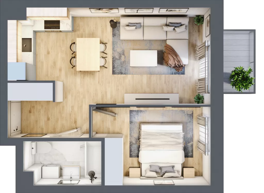 2 pokoje, mieszkanie 39,07 m², piętro 2, oferta nr B2/29, Osiedle Arkadia, Wrocław, Polanowice-Poświętne-Ligota, Poświętne, ul. Ramiszowska 6