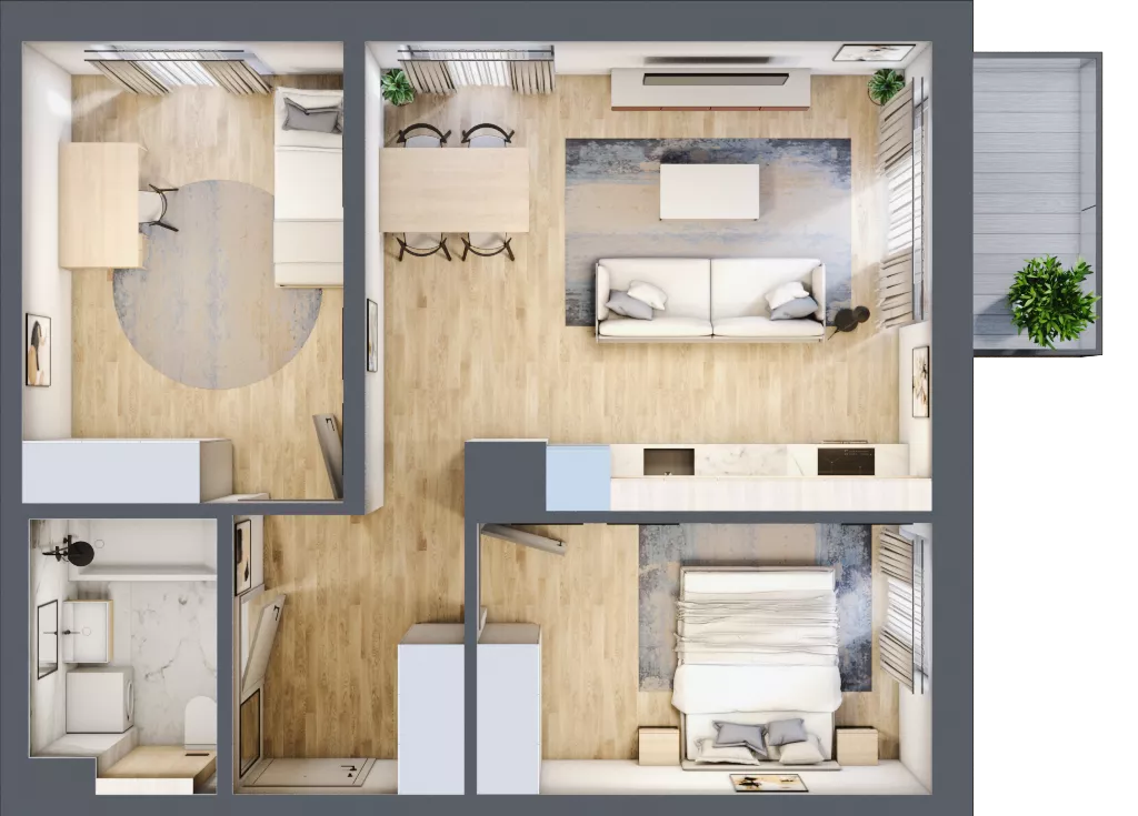 3 pokoje, mieszkanie 56,50 m², piętro 2, oferta nr A/103, Osiedle Myśliborska, Warszawa, Białołęka, Żerań, ul. Myśliborska / Ochorowicza