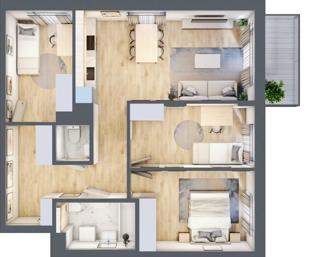 4 pokoje, mieszkanie 73,43 m², piętro 3, oferta nr A/25, Osiedle Myśliborska, Warszawa, Białołęka, Żerań, ul. Myśliborska / Ochorowicza