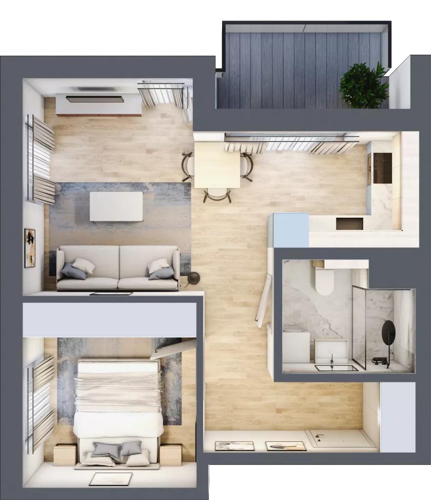 2 pokoje, mieszkanie 39,44 m², piętro 3, oferta nr A/28, Osiedle Myśliborska, Warszawa, Białołęka, Żerań, ul. Myśliborska / Ochorowicza