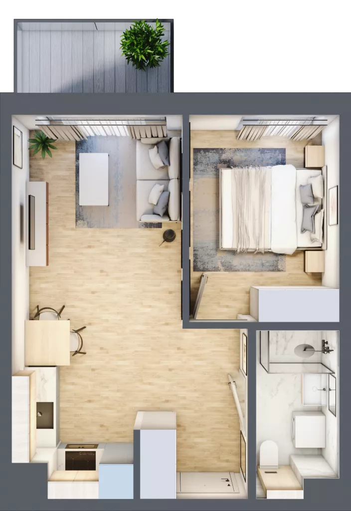 2 pokoje, mieszkanie 35,84 m², piętro 2, oferta nr A/50, Osiedle Myśliborska, Warszawa, Białołęka, Żerań, ul. Myśliborska / Ochorowicza