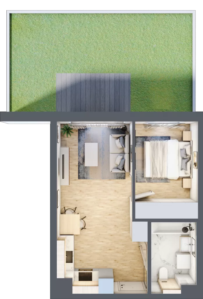 2 pokoje, mieszkanie 36,15 m², parter, oferta nr B/1, Osiedle Myśliborska, Warszawa, Białołęka, Żerań, ul. Myśliborska / Ochorowicza