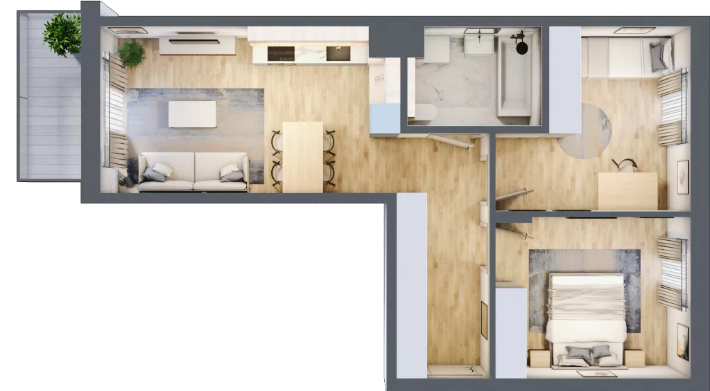 3 pokoje, mieszkanie 57,46 m², piętro 3, oferta nr B/93, Osiedle Myśliborska, Warszawa, Białołęka, Żerań, ul. Myśliborska / Ochorowicza