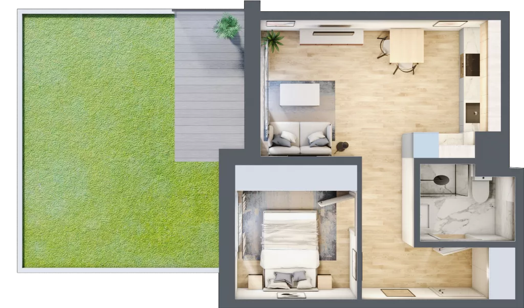 2 pokoje, mieszkanie 37,68 m², parter, oferta nr B/80, Osiedle Myśliborska, Warszawa, Białołęka, Żerań, ul. Myśliborska / Ochorowicza