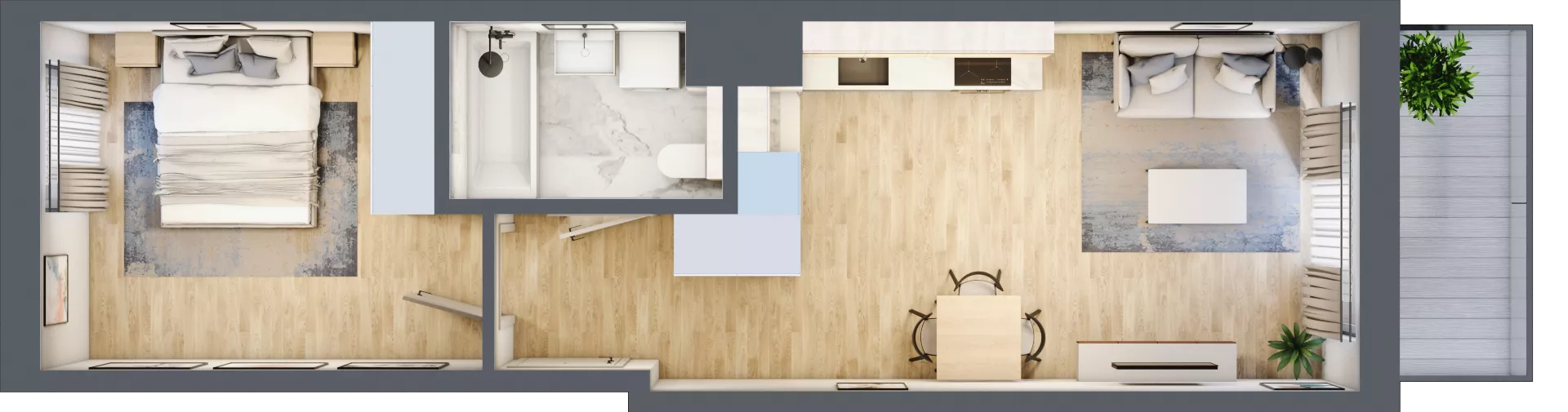 2 pokoje, mieszkanie 41,69 m², piętro 1, oferta nr B/19, Osiedle Myśliborska, Warszawa, Białołęka, Żerań, ul. Myśliborska / Ochorowicza