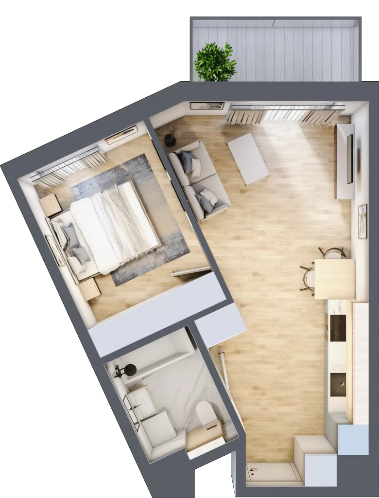 2 pokoje, mieszkanie 38,99 m², piętro 1, oferta nr B/56, Osiedle Myśliborska, Warszawa, Białołęka, Żerań, ul. Myśliborska / Ochorowicza
