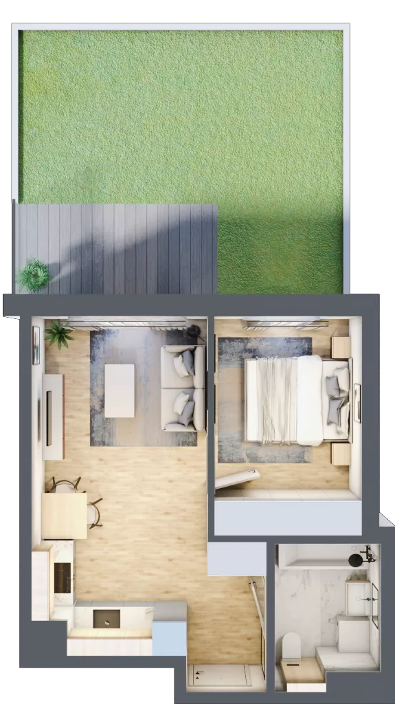2 pokoje, mieszkanie 35,44 m², parter, oferta nr B/79, Osiedle Myśliborska, Warszawa, Białołęka, Żerań, ul. Myśliborska / Ochorowicza