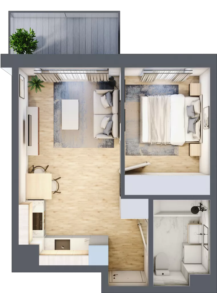 2 pokoje, mieszkanie 34,67 m², piętro 3, oferta nr B/91, Osiedle Myśliborska, Warszawa, Białołęka, Żerań, ul. Myśliborska / Ochorowicza