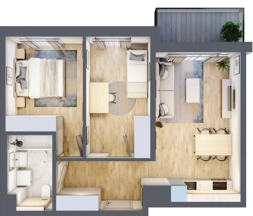 3 pokoje, mieszkanie 51,72 m², piętro 1, oferta nr B/84, Osiedle Myśliborska, Warszawa, Białołęka, Żerań, ul. Myśliborska / Ochorowicza