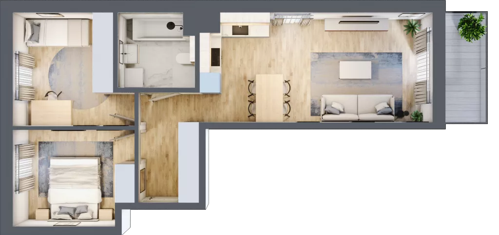 3 pokoje, mieszkanie 54,73 m², piętro 3, oferta nr B/12, Osiedle Myśliborska, Warszawa, Białołęka, Żerań, ul. Myśliborska / Ochorowicza