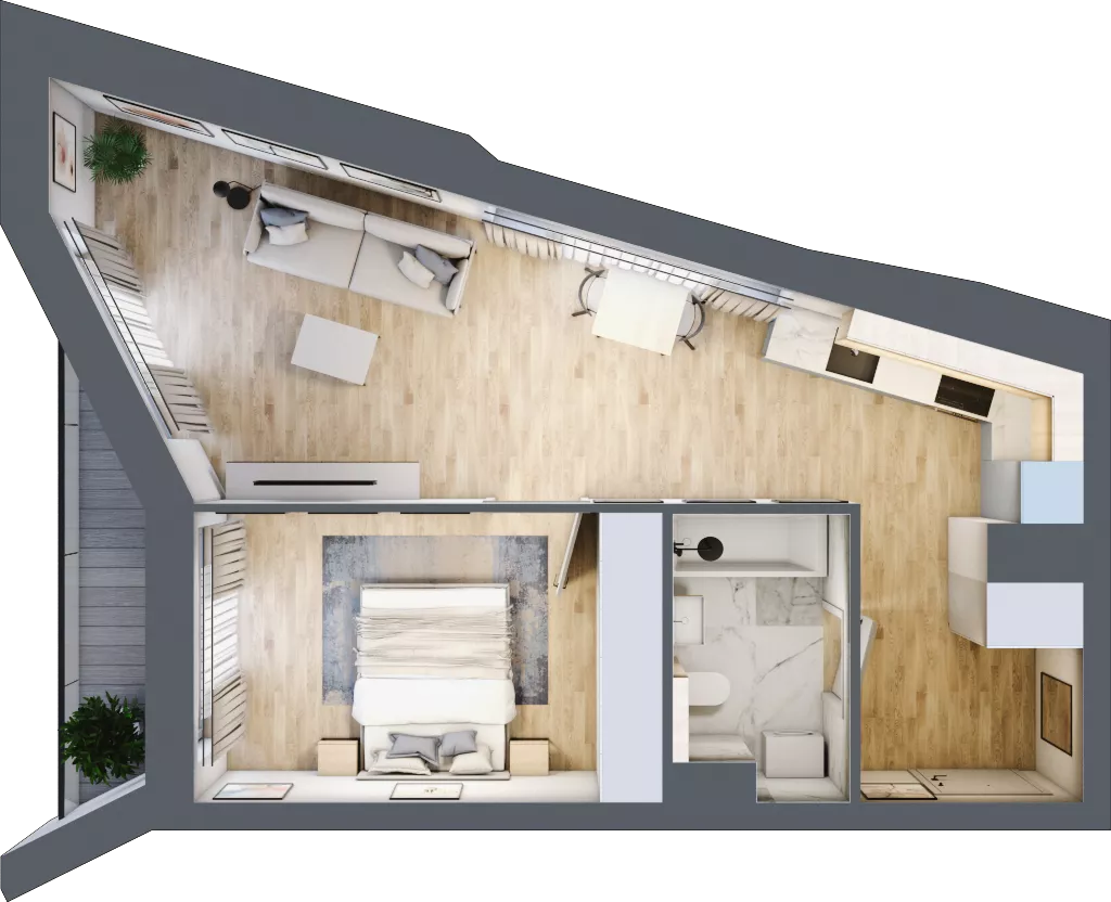 2 pokoje, mieszkanie 48,19 m², piętro 3, oferta nr A/36, Osiedle przy Wielickiej, Kraków, Bieżanów-Prokocim, ul. Marii Orwid / Wielicka