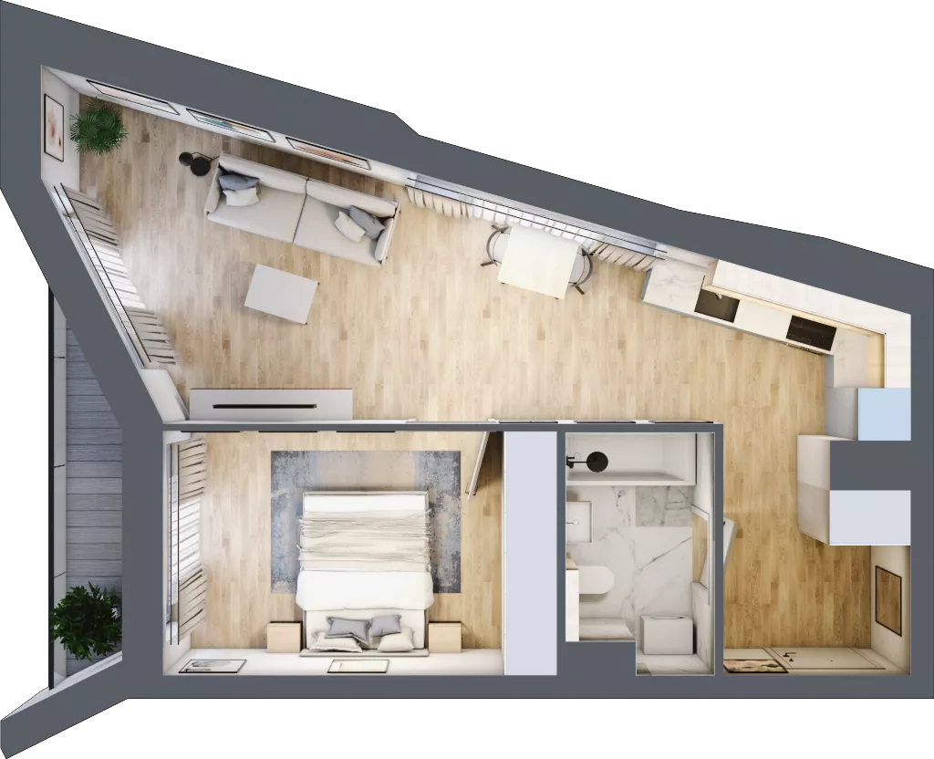 2 pokoje, mieszkanie 48,19 m², piętro 6, oferta nr A/70, Osiedle przy Wielickiej, Kraków, Bieżanów-Prokocim, ul. Marii Orwid / Wielicka