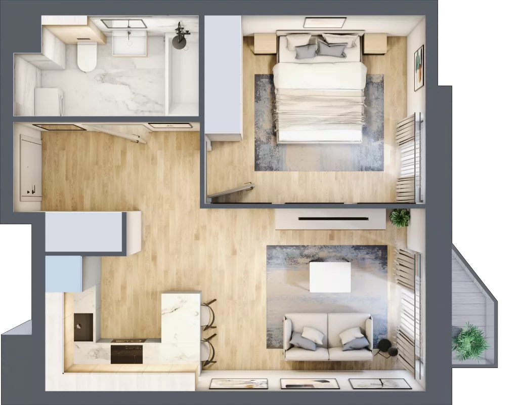 2 pokoje, mieszkanie 40,08 m², piętro 5, oferta nr A/52, Osiedle przy Wielickiej, Kraków, Bieżanów-Prokocim, ul. Marii Orwid / Wielicka