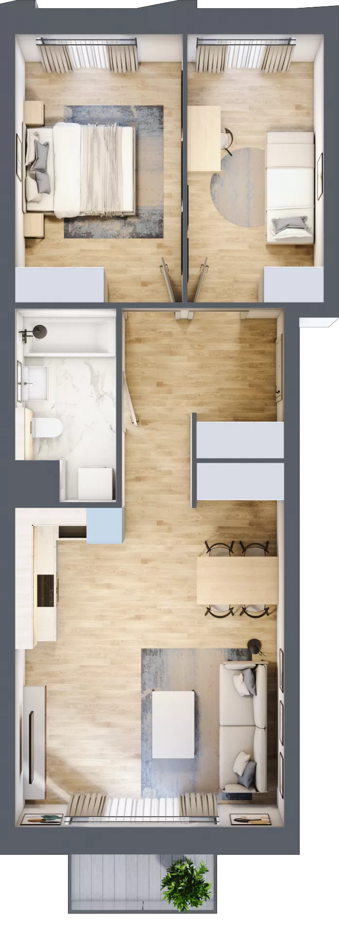 3 pokoje, mieszkanie 61,87 m², piętro 2, oferta nr A/104, Osiedle przy Wielickiej, Kraków, Bieżanów-Prokocim, ul. Marii Orwid / Wielicka