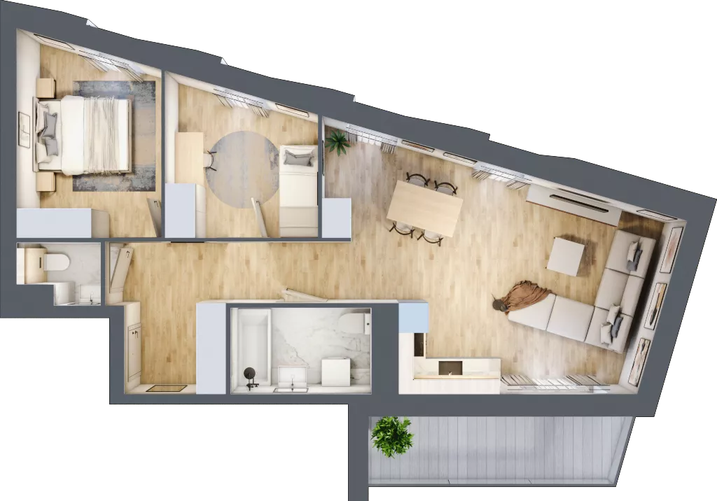 3 pokoje, mieszkanie 66,92 m², piętro 6, oferta nr A/61, Osiedle przy Wielickiej, Kraków, Bieżanów-Prokocim, ul. Marii Orwid / Wielicka
