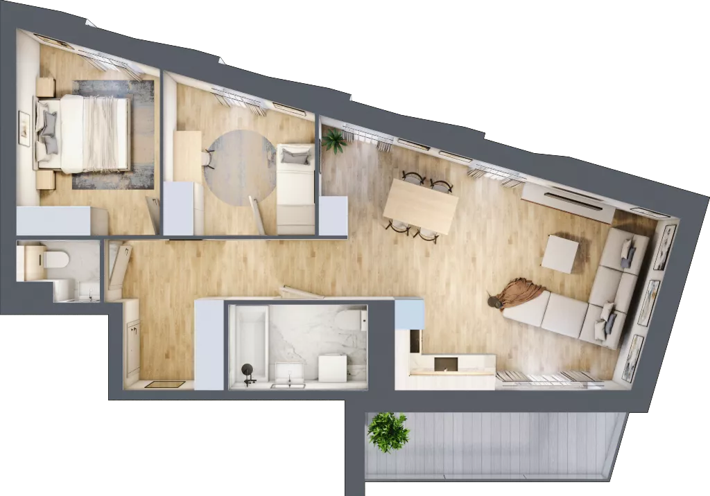 3 pokoje, mieszkanie 66,92 m², piętro 5, oferta nr A/49, Osiedle przy Wielickiej, Kraków, Bieżanów-Prokocim, ul. Marii Orwid / Wielicka