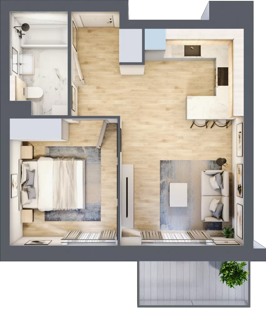 2 pokoje, mieszkanie 42,76 m², piętro 5, oferta nr A/51, Osiedle przy Wielickiej, Kraków, Bieżanów-Prokocim, ul. Marii Orwid / Wielicka